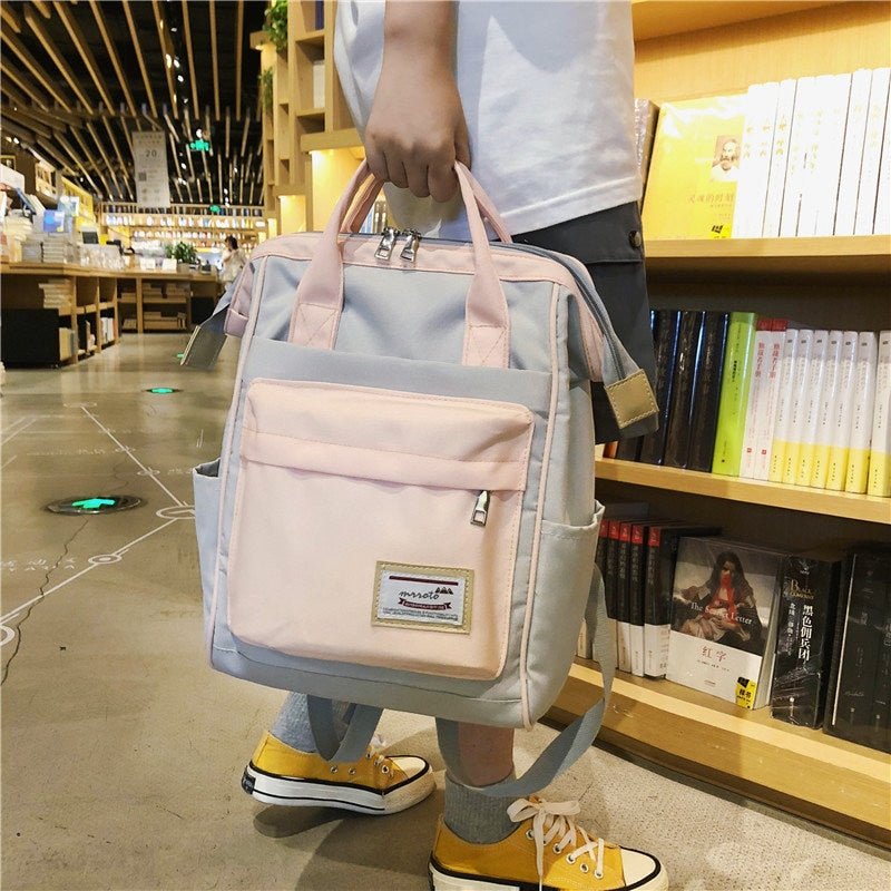 Backpacks For School Teenagers Girls Cute Ring Bag Designer Travel Laptop Backpack Women Notebook Back Pack Patchwork Bagpack