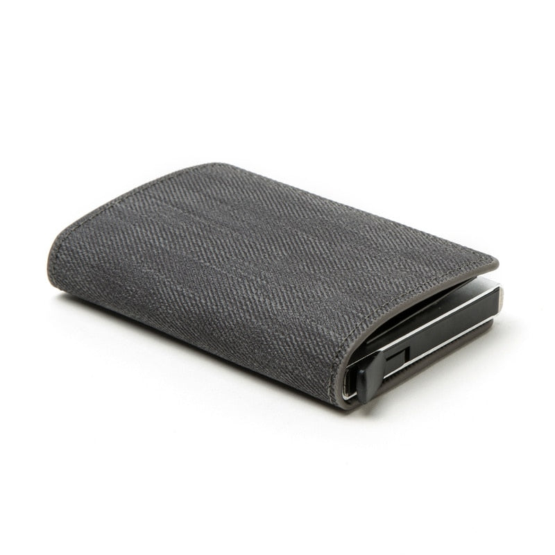 Business ID Credit Card Holder Men Women Coin Leather Wallet RFID Aluminium CardHolder Box with Money Clips Purse