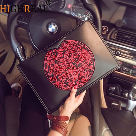 Chinese Style Dragon Embroidery Clutch Bags for Women Bag  Personality Envelope Wrist Bag IPad Bags Women Shoulder Bag Purse