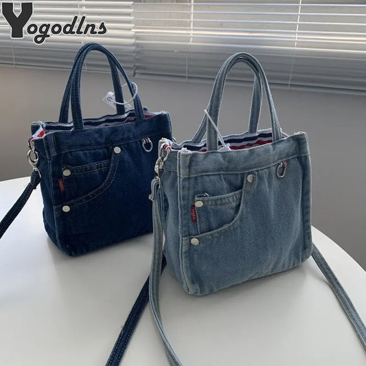 Denim Jeans Shoulder Crossbody Bag Girl Fashion Luxury Design Totes For Women Casual Large Capacity Shopping Handbag and Purse