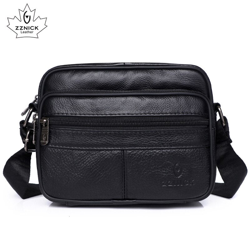 Men&#39;s Shoulder bag Messenger Bags Genuine Leather Flap Crossbody Handbag Male Leather Shoulder Bags Large Capacity ZZNICK