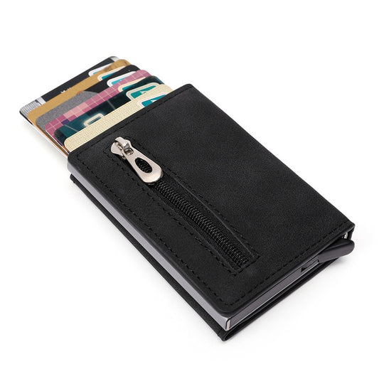 New Men&#39;s Leather Wallet  Rfid Anti-magnetic Short Credit Card Holder Wallet  With Organizer Coin Pocket &amp; Money Clips