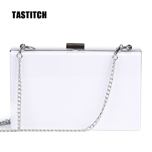 Classic White Acrylic Bags Box Wallet Day Clutch Bags Women Messenger Shoulder Bags Wedding Party Prom Evening Clutches Handbags