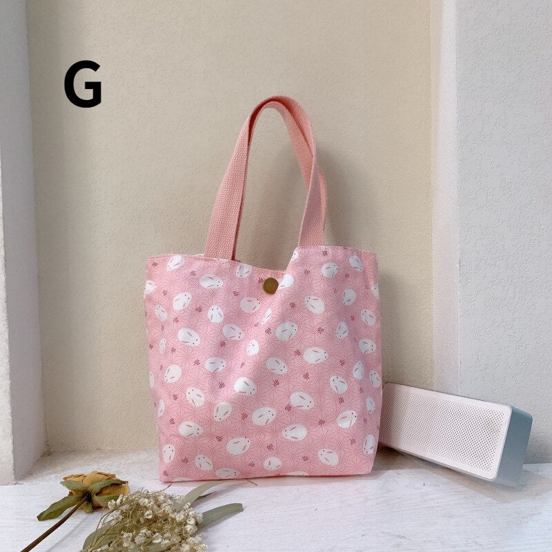 Fresh Canvas Bag Women&#39;s Hand Bag Cotton Linen Cloth Art Mummy Bag Handbag Mini Flower Bag Double Sided