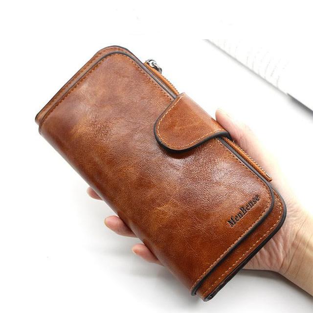 Women&#39;s wallet made of leather Wallets Three fold VINTAGE Womens purses mobile phone Purse Female Coin Purse Carteira Feminina