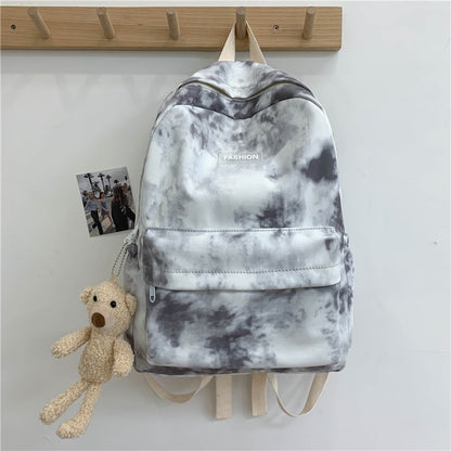 New Tie-dye Canvas Women Backpack Female Lovely Travel Bag Teenage Girls High Quality Schoolbag Lady&#39;s Knapsack Small Book Bag