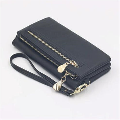 Fashion Women Wallets Dull Polish Leather Wallet Double Zipper Day Clutch Purse Wristlet Portefeuille Handbags Carteira Feminina