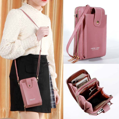 Large Capacity Phone Pocket Shoulder Bag For Women Pu Leather  Female Multi-layer Design Crossbody Bags Ladies Messenger Purses