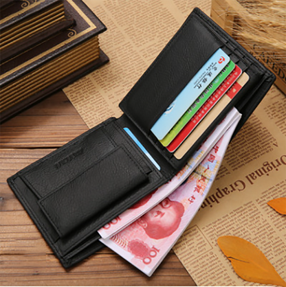 100% Genuine Leather Men Wallets Premium Product Real Cowhide Short Black Coffee