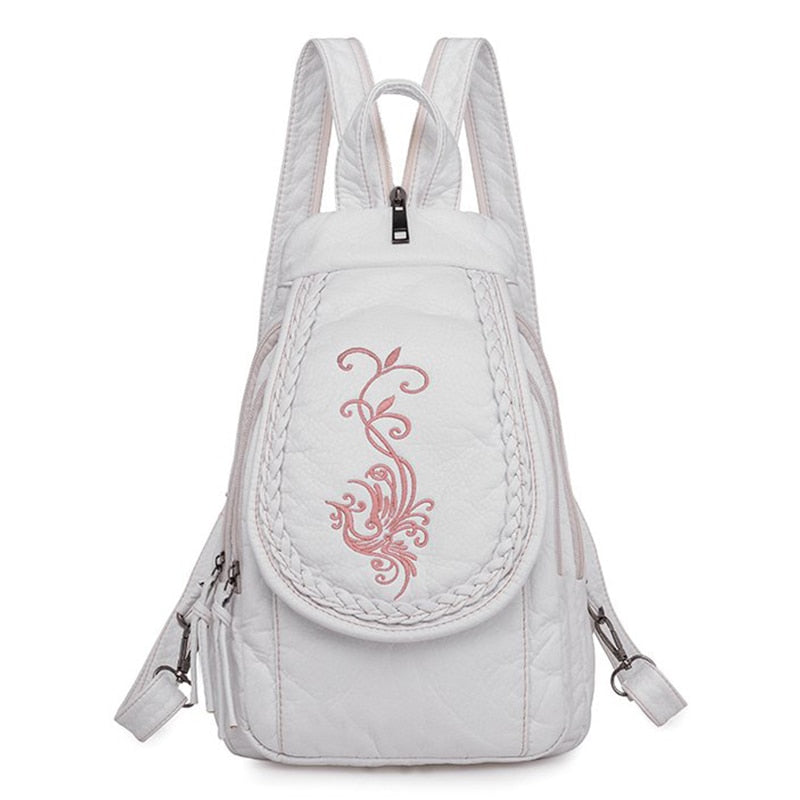 High Quality Backpack for Women New White Leather Backpack School Bag for Teenage Girls Female Travel Backpack Mochila