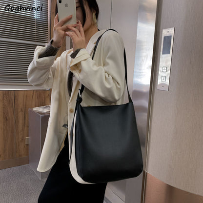 Satchels Women Large Tote Crossbody Zipper Simple Elegant Lady Handbags Book Bag PU Leather Adjustable Strap Students All-match