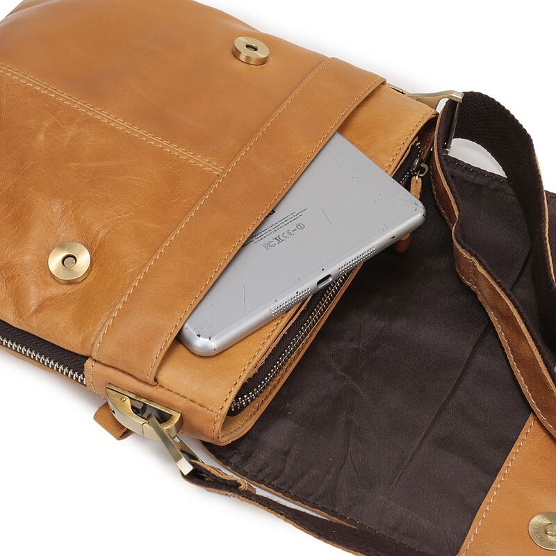 Functional Men Genuine Leather Messenger Shoulder Bag Middle Office Business Bag for Tablet Handbag Male Flexible Crossbody Bag