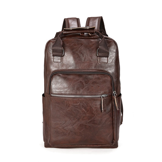 Men Backpack PU Leather Bagpack Large laptop Backpacks Male Mochilas Casual Schoolbag For Teenagers Boys Brown Black