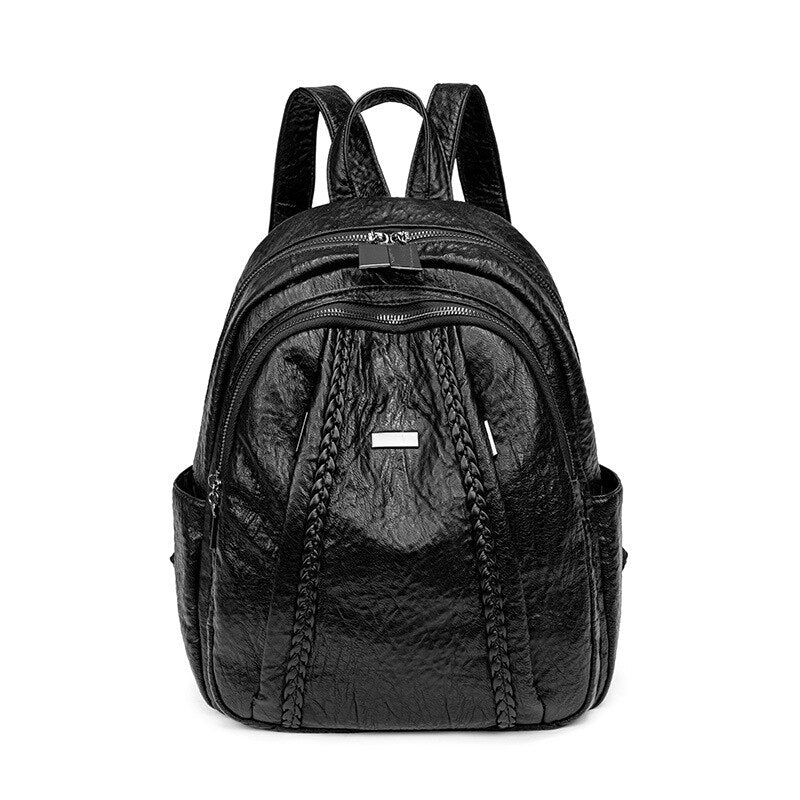 Backpack Women New Korean Style Trendy Wild Fashion Large Capacity Soft Leather Ladies Backpacks Girl Student Travel Bag
