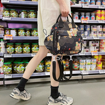 High quality cute printed backpack women&#39;s Kawaii multifunctional portable shoulder bag Fashion young female student school bag