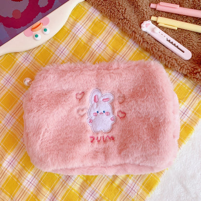 New Korea Fashion Women Pearl Cosmetic Bag  Japanese Cute Ins Bear Dog Pencil Makeup Storage Organizer Bag Pouch For Girls Bag