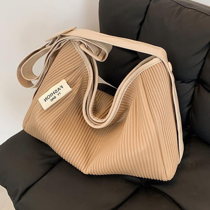 PU Leather Women Designer Handbags Girls Shopper Purse Fashion Casual Solid Color Stripe Pleated Quilted Bag Crossbody Bags