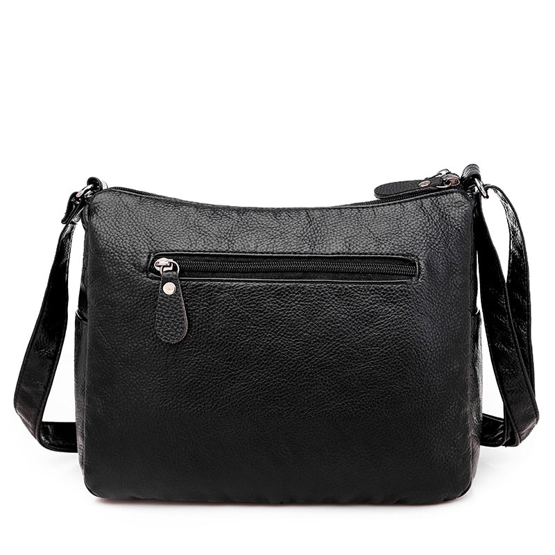 Women Washed Soft PU Leather Shoulder Bag Casual Crossbody Bags for Women Multi-pocket  Handbag Female Messenger Bags