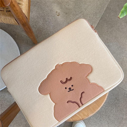 11 13 inch Laptop Tablet Case Korean Bear Dog Pouch For Macbook Air Pro Retina 9.7 10.8 13.3 15 15.6 Inch Ipad Inner Sleeve Bag