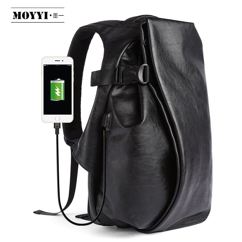 Men&#39;s Backpack USB Charge Travel Laptop Back packs Black 15 Inch Leather School Bag Male Vintage waterproof Anti Theft backpacks