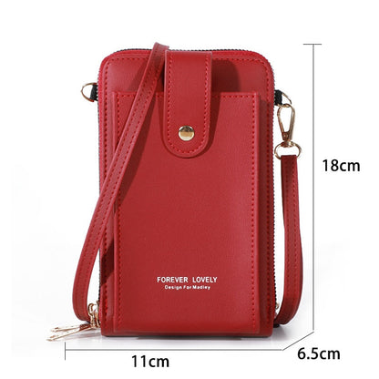 Large Capacity Phone Pocket Shoulder Bag For Women Pu Leather  Female Multi-layer Design Crossbody Bags Ladies Messenger Purses