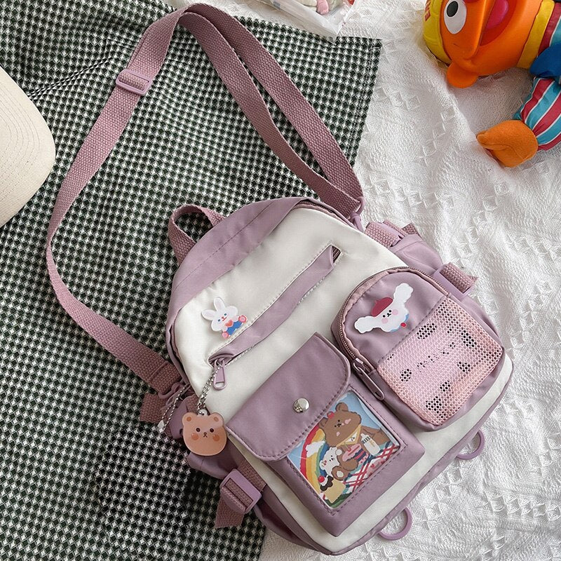 Summer Small Backpack Bag Women Cute Children&#39;s School Bags for Teenagers Female Ins Outing Dual-purpose Travel Backpacks Ladies