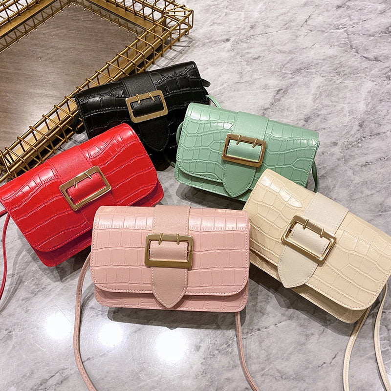 Fashion All-match Women&#39;s Bag New Crocodile Pattern Shoulder Bag PU Leather Mobile Phone Coin Purse Bag Small Square Bag