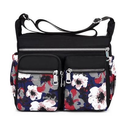 Geestock Women&#39;s Crossbody Bag Waterproof Nylon Flower Shoulder Messenger Bags Casual Top-handle Ladies Handbag Travel Tote