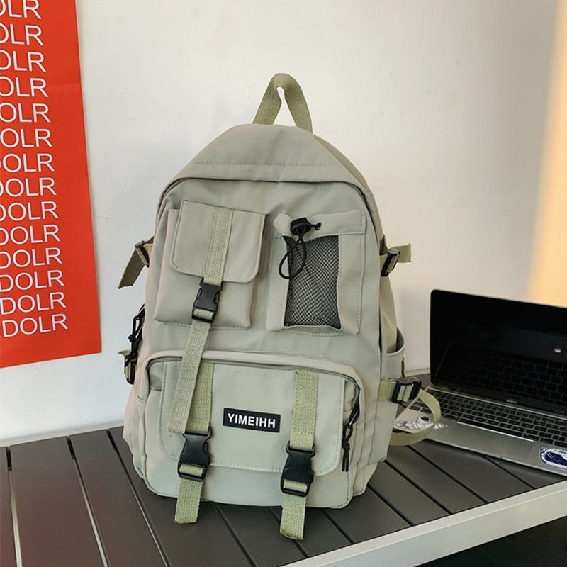 Multiple Pocket Backpack Men Canvas Insert Buckle Designer Bag Teenager Laptop Backpacks Student College School Bags For Women