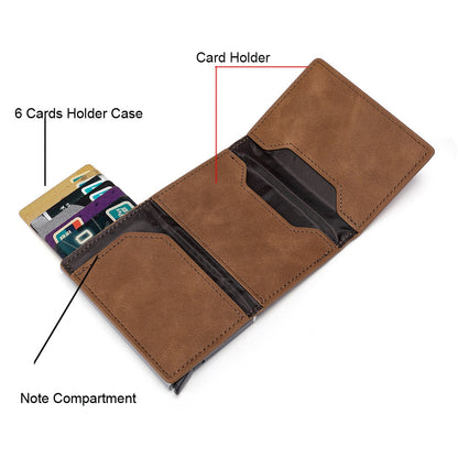 RFID  Top Pu Leather Wallet  Multifunction Magnet Wallet  Men &amp; Women Credit Card Holder with Note Compartment &amp; Coin Pocket