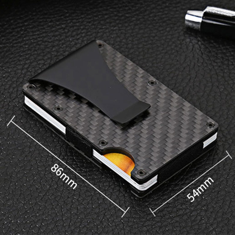 Hot Carbon Fiber Credit Card Holder Wallet New Design Minimalist Rfid Blocking Slim Metal Cardholder Anti Protect Clip for men