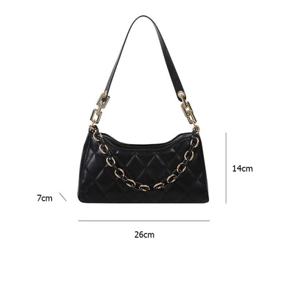 Youth Ladies Simple Versatile Bag Women Lattice Pattern Shoulder Underarm Bag PU Portable Chain Handbags Totes New Fashion