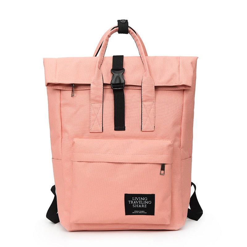 Crossten Lady&#39;s Leisure Shoulder bag 15 inch Laptop Backpack Woman Canvas Roll Top Travel bag USB Charging Port Schoolbag