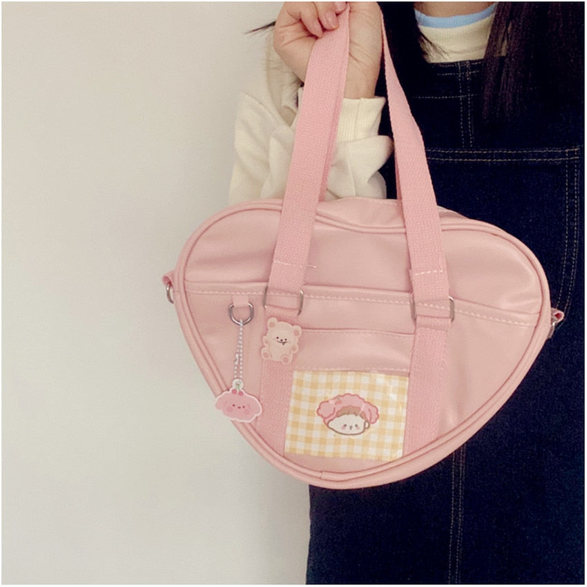 College Style Jk Lolita Uniform Girls Shoulder Bag Cute Love Heart Shape Itabag Fashion Women Messenger Bags Lady Tote Handbags