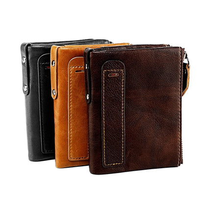 Women&#39;s Wallet Short Fashion Men&#39;s Wallet Leather Wallet Double Zipper Bag Changing Multifunctional Wallet