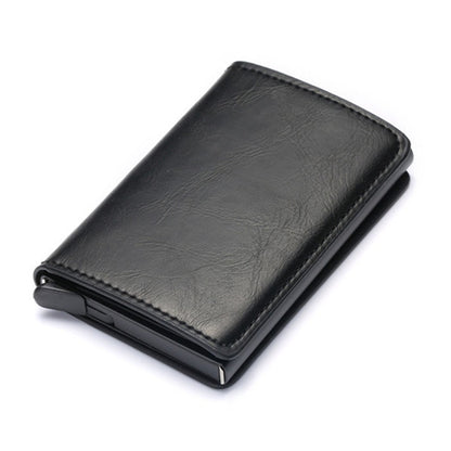 Business ID Credit Card Holder Men Women Coin Leather Wallet RFID Aluminium CardHolder Box with Money Clips Purse