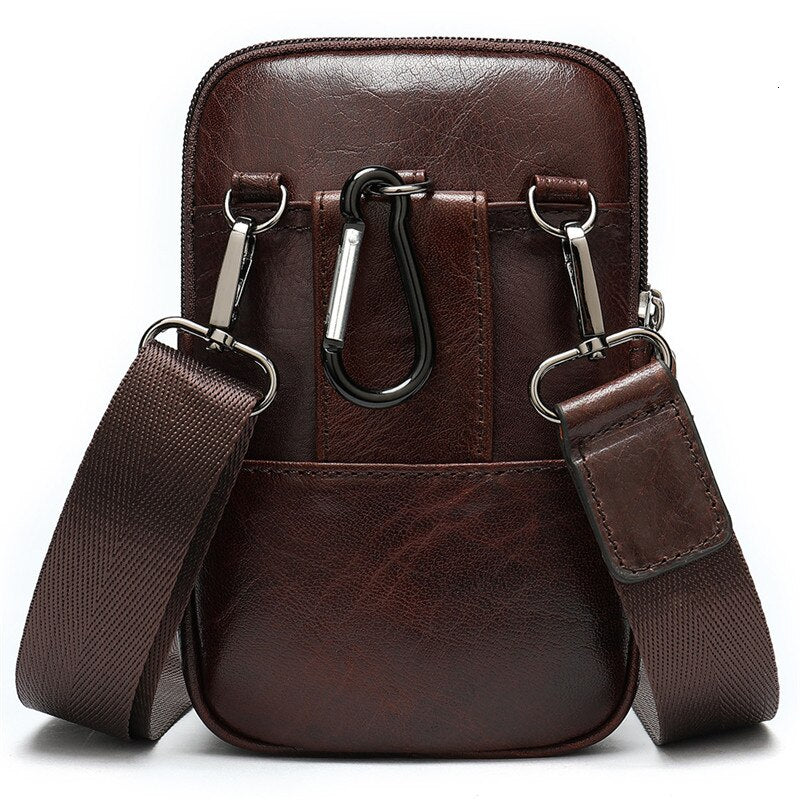 Luxury Brand Genuine Leather Shoulder Bag Men Messenger Bags Small Casual Flap Zipper Design Male CrossBody Bag Phone Pocket