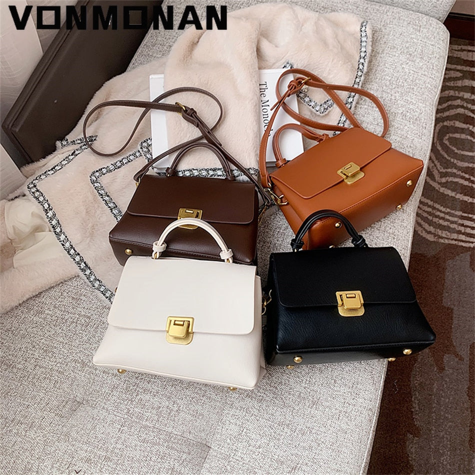 Vintage Tote Bag Winter New Quality PU Leather Women&#39;s Designer Handbag Purses Luxury Designer Mini Shoulder Messenger Bag