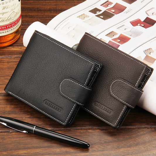 Men Wallets Genuine Cow Leather Short Zipper Hasp Male Purse Coin Pocket Card Holder Vintage Brand High Quality Wallet