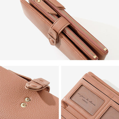 Simple Solid color fold Long Clutch Wallets Women Card Holder soft PU Pleather  Zipper Pocket Purse Small Travel Wallet Ladies