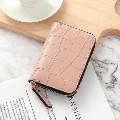 Crocodile Women Business Card Holder Men PU Leather Black Brown Green Eed Credit Card Wallet Bag Zipper ID Bank Card Holder Case