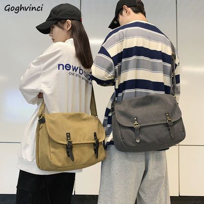 Crossbody Bags Canvas Large Capacity Mens Casual Handbags Shoulder Messenger Bag Leisure Package Vintage Retro Ulzzang Chic New