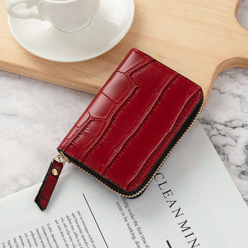 Crocodile Women Business Card Holder Men PU Leather Black Brown Green Eed Credit Card Wallet Bag Zipper ID Bank Card Holder Case