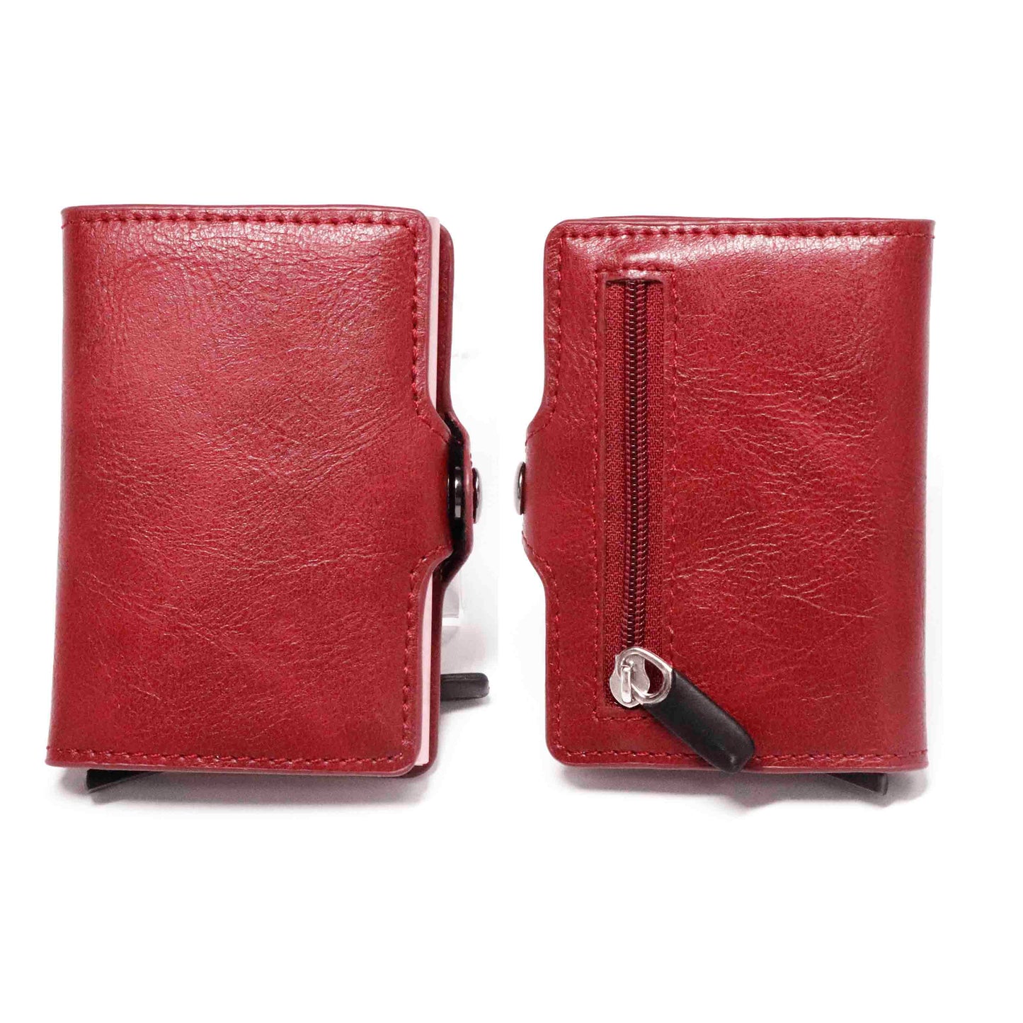RFID Business Credit Card Holder Men Multifunction Automatic Aluminium Alloy Leather Cards Case Mini Wallet Slim Coin Purse
