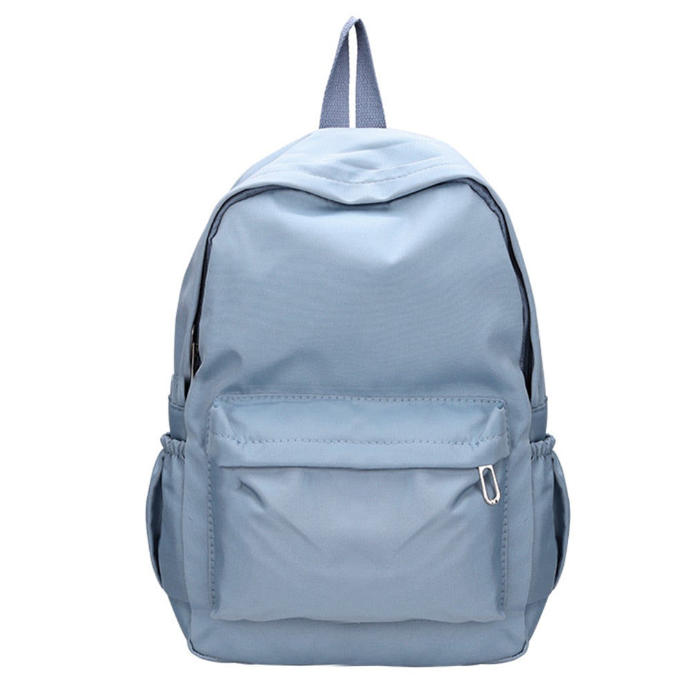 Fashion Women Solid Color Nylon Backpack Preppy Style Students School Bags Large Capacity Handbags Rucksack for Teenager Girls