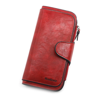 Women&#39;s wallet made of leather Wallets Three fold VINTAGE Womens purses mobile phone Purse Female Coin Purse Carteira Feminina