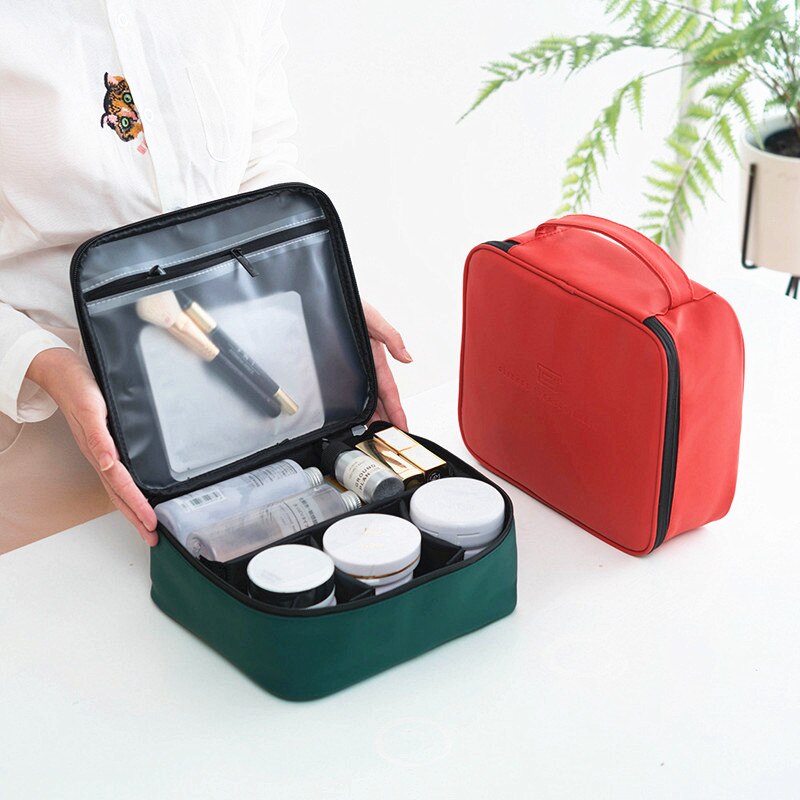 Women PU Leather Cosmetic Bag Waterproof Makeup Cases Toilet Wash Storage Pouch Travel Beauty Vanity Organizer Make Up Box