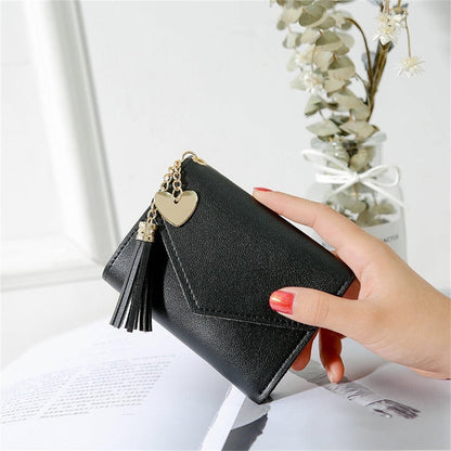 Spring and Summer New Short Hand-held Trend Heart-shaped Pendant Simple Fashion Multi-functional Lychee Pattern Women&#39;s Wallet