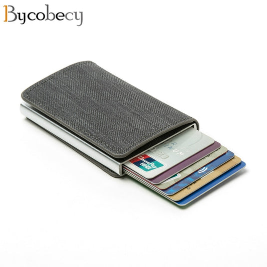 Bycobecy Pull Out Slim Wallet Women Men RFID Blocking Wallet  Business Credit Card Holder Purse Pocket Wallet RFID Protection