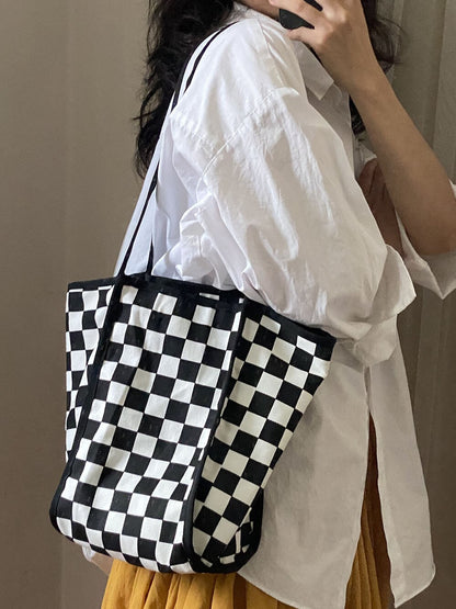 Retro Women Shoulder Bags Fashion Zebra Pattern Ladies Tote Shopping Bags Large Capacity Checkerboard Female Pouch Handbags